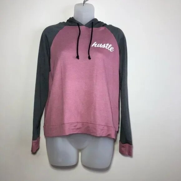 NWT MARCI DUSTY PINK/GRAY "HUSTLE" PULL-OVER HOODIE MEDIUM - Picture 3 of 5